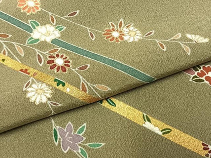 平和屋着物●訪問着　草花文　金彩　鈴乃屋扱い　正絹　逸品　AABL3083fy
