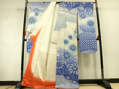 平和屋着物●豪華振袖　総絞り　舞花文　暈し染め　正絹　逸品　AABL3085fy
