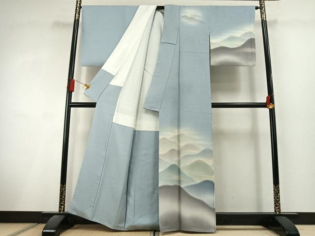 平和屋着物●訪問着　作家物　風景文　暈し染め　正絹　逸品　AABL3086fy