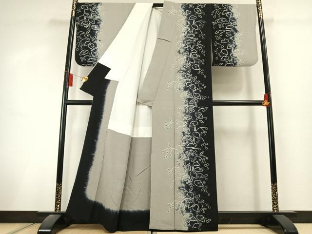 平和屋着物●訪問着　絞り　枝葉文　暈し染め　正絹　逸品　未使用　AABL3087fy