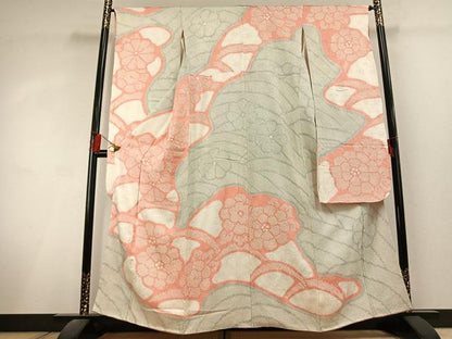 平和屋着物●豪華振袖　総絞り　舞花文　正絹　逸品　AABL3090fy