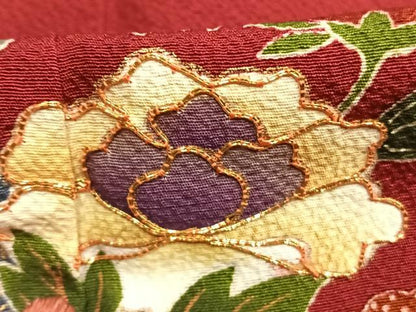 平和屋着物●豪華振袖　駒刺繍　草花文　暈し染め　金彩　正絹　逸品　AABL3091fy