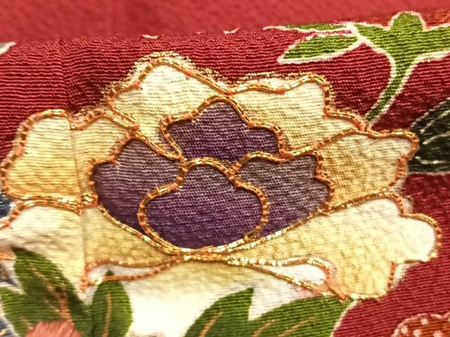 平和屋着物●豪華振袖　駒刺繍　草花文　暈し染め　金彩　正絹　逸品　AABL3091fy