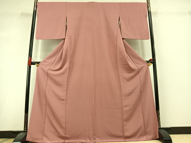 平和屋着物●上質な色無地　珊瑚色　正絹　逸品　AABL3096fy