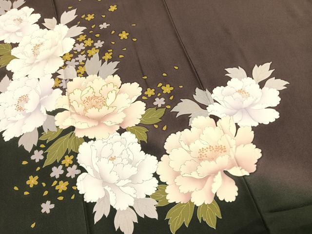 平和屋着物●豪華振袖　草花文　金彩　正絹　逸品　AABL3098fy