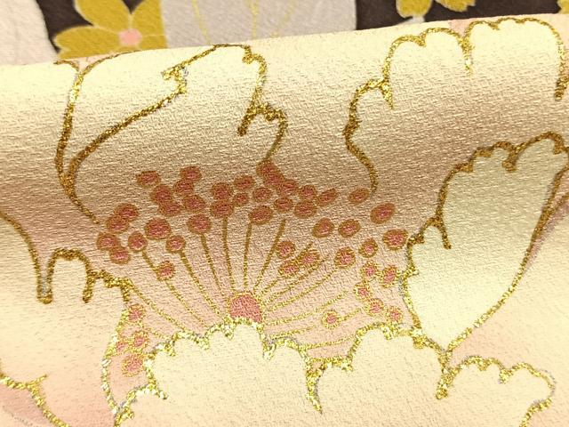 平和屋着物●豪華振袖　草花文　金彩　正絹　逸品　AABL3098fy