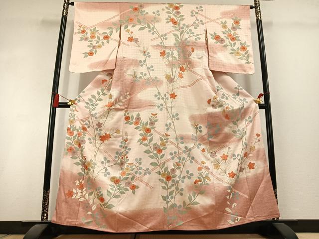平和屋着物●訪問着　草花文　暈し染め　金彩　正絹　逸品　AABL3101fy