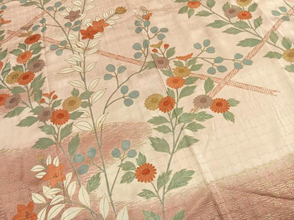 平和屋着物●訪問着　草花文　暈し染め　金彩　正絹　逸品　AABL3101fy