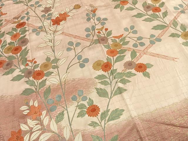 平和屋着物●訪問着　草花文　暈し染め　金彩　正絹　逸品　AABL3101fy