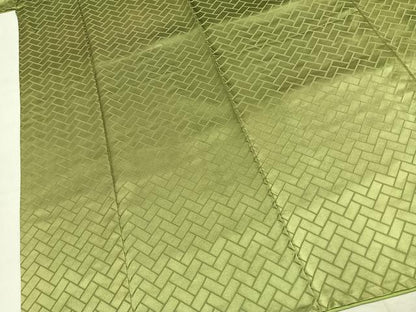 平和屋着物●上質な色無地　檜垣地紋　抹茶色　正絹　逸品　AABL3104fy