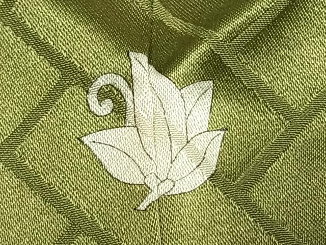 平和屋着物●上質な色無地　檜垣地紋　抹茶色　正絹　逸品　AABL3104fy