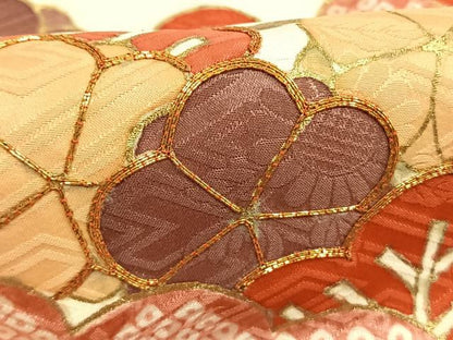 平和屋着物●豪華振袖　駒刺繍　扇面花鳥文　金彩　正絹　逸品　AABL3108fy