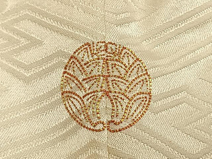 平和屋着物●豪華振袖　駒刺繍　扇面花鳥文　金彩　正絹　逸品　AABL3108fy