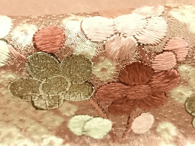 平和屋着物●訪問着　絞り　刺繍　枝梅松文　金糸　銀彩　正絹　逸品　AABL3109fy