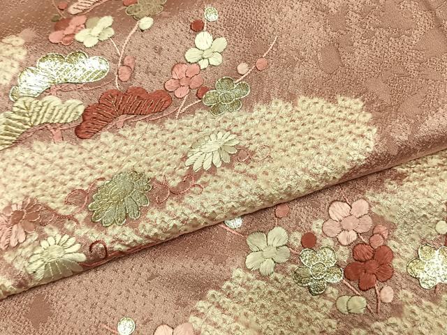 平和屋着物●訪問着　絞り　刺繍　枝梅松文　金糸　銀彩　正絹　逸品　AABL3109fy