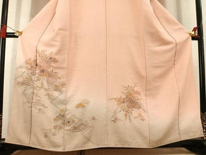 平和屋着物●訪問着　中国三大刺繍　スワトウ刺繍　汕頭刺繍　総刺繍　草花松文　暈し染め　正絹　逸品　AABL3112fy