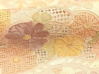 平和屋着物●訪問着　中国三大刺繍　スワトウ刺繍　汕頭刺繍　総刺繍　草花松文　暈し染め　正絹　逸品　AABL3112fy