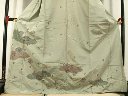 平和屋着物●本場染大島紬 訪問着 中国三大刺繍 スワトウ刺繍 汕頭刺繍 総刺繍 雲取り吉祥花文 金糸 ロング丈 正絹 逸品 AABL3116fy