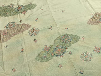 平和屋着物●本場染大島紬 訪問着 中国三大刺繍 スワトウ刺繍 汕頭刺繍 総刺繍 雲取り吉祥花文 金糸 ロング丈 正絹 逸品 AABL3116fy