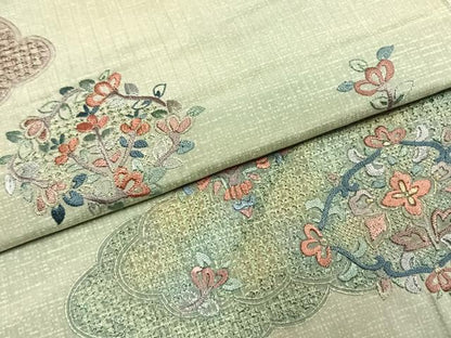平和屋着物●本場染大島紬 訪問着 中国三大刺繍 スワトウ刺繍 汕頭刺繍 総刺繍 雲取り吉祥花文 金糸 ロング丈 正絹 逸品 AABL3116fy