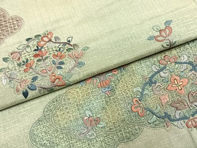 平和屋着物●本場染大島紬 訪問着 中国三大刺繍 スワトウ刺繍 汕頭刺繍 総刺繍 雲取り吉祥花文 金糸 ロング丈 正絹 逸品 AABL3116fy