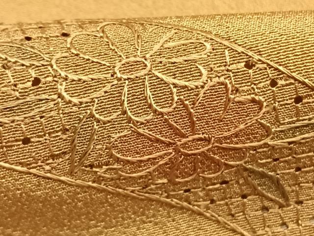 平和屋着物●上質な小紋　中国三大刺繍　スワトウ刺繍　汕頭刺繍　総刺繍　熨斗花文　正絹　逸品　未使用　AABL3119fy