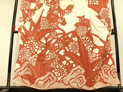 平和屋着物●豪華振袖　総絞り　草花文　正絹　逸品　AABL3121fy