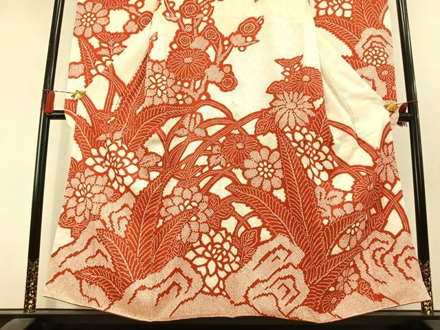 平和屋着物●豪華振袖　総絞り　草花文　正絹　逸品　AABL3121fy