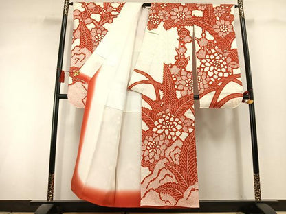 平和屋着物●豪華振袖　総絞り　草花文　正絹　逸品　AABL3121fy