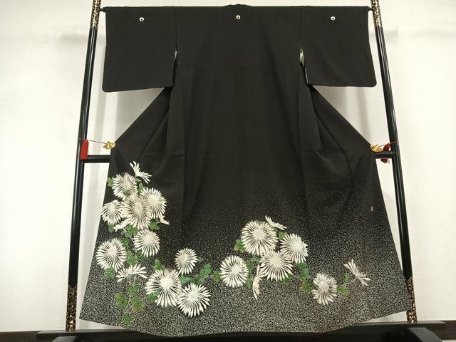 平和屋着物●豪華黒留袖　作家物　刺繍　草花文　正絹　逸品　未使用　AABL3123fy
