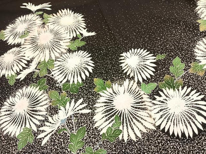 平和屋着物●豪華黒留袖　作家物　刺繍　草花文　正絹　逸品　未使用　AABL3123fy