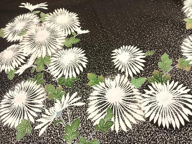 平和屋着物●豪華黒留袖　作家物　刺繍　草花文　正絹　逸品　未使用　AABL3123fy