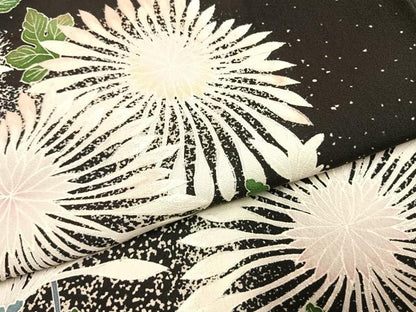 平和屋着物●豪華黒留袖　作家物　刺繍　草花文　正絹　逸品　未使用　AABL3123fy