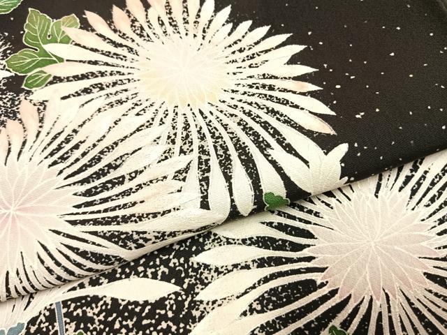 平和屋着物●豪華黒留袖　作家物　刺繍　草花文　正絹　逸品　未使用　AABL3123fy