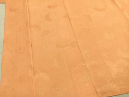 平和屋着物●上質な色無地　雪輪重ね花地紋　洒落柿色　正絹　逸品　AABL3124fy