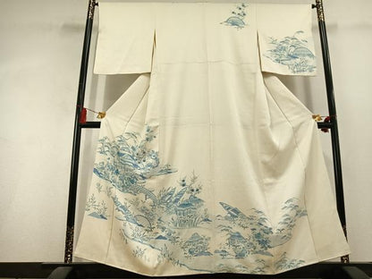 平和屋着物●訪問着　松竹梅　風景文　暈し染め　金彩　正絹　逸品　AABL3127fy