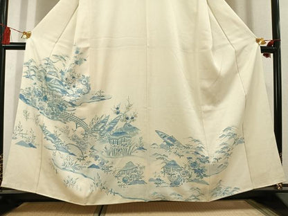 平和屋着物●訪問着　松竹梅　風景文　暈し染め　金彩　正絹　逸品　AABL3127fy