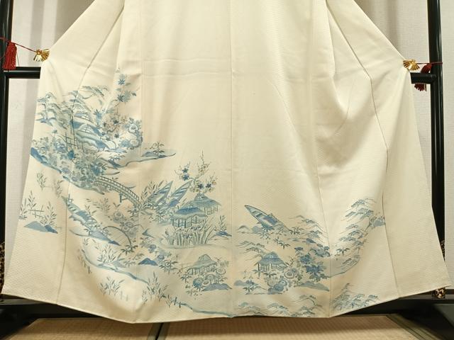 平和屋着物●訪問着　松竹梅　風景文　暈し染め　金彩　正絹　逸品　AABL3127fy