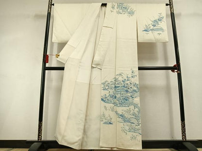 平和屋着物●訪問着　松竹梅　風景文　暈し染め　金彩　正絹　逸品　AABL3127fy