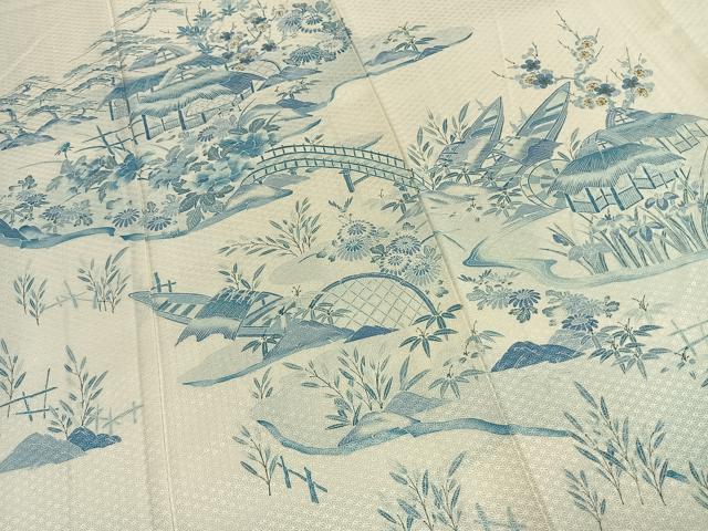 平和屋着物●訪問着　松竹梅　風景文　暈し染め　金彩　正絹　逸品　AABL3127fy