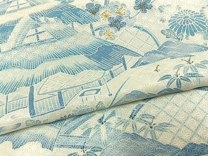 平和屋着物●訪問着　松竹梅　風景文　暈し染め　金彩　正絹　逸品　AABL3127fy