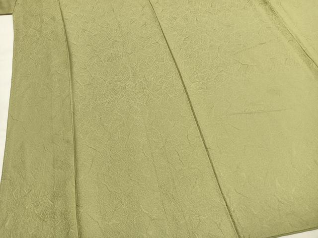平和屋着物●上質な色無地　霞地紋　苗色　正絹　逸品　AABL3128fy