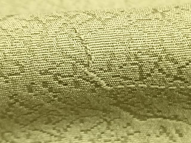 平和屋着物●上質な色無地　霞地紋　苗色　正絹　逸品　AABL3128fy