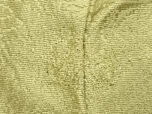 平和屋着物●上質な色無地　霞地紋　苗色　正絹　逸品　AABL3128fy