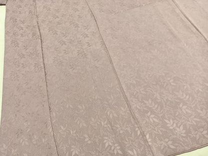 平和屋着物●上質な色無地　南天地紋　梅鼠色　ロング丈　正絹　逸品　AABL3129fy