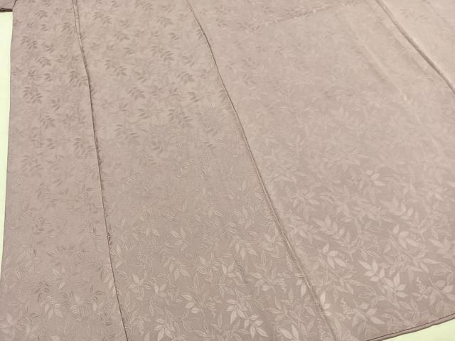 平和屋着物●上質な色無地　南天地紋　梅鼠色　ロング丈　正絹　逸品　AABL3129fy