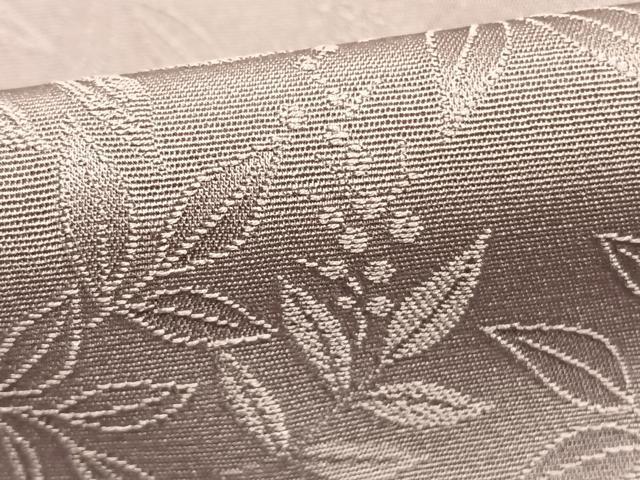 平和屋着物●上質な色無地　南天地紋　梅鼠色　ロング丈　正絹　逸品　AABL3129fy