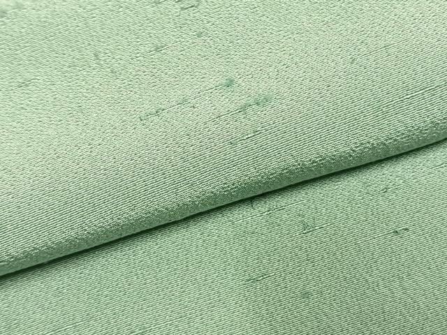 平和屋着物●上質な色無地　裏葉柳色　お召縮緬　正絹　逸品　AABL3130fy