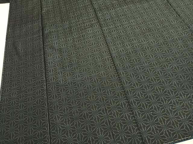 平和屋着物●本場大島紬　麻の葉文様　黒地　正絹　逸品　未使用　AABL3133fy
