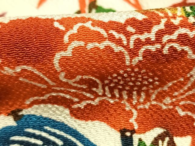 平和屋着物●上質な小紋　型染め　松竹梅　風景文　鬼しぼ縮緬　正絹　逸品　AABL3134fy
